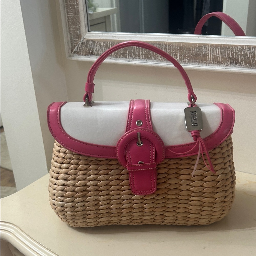 NWOT MAGGIE B Pink and Tan Woven Satchel